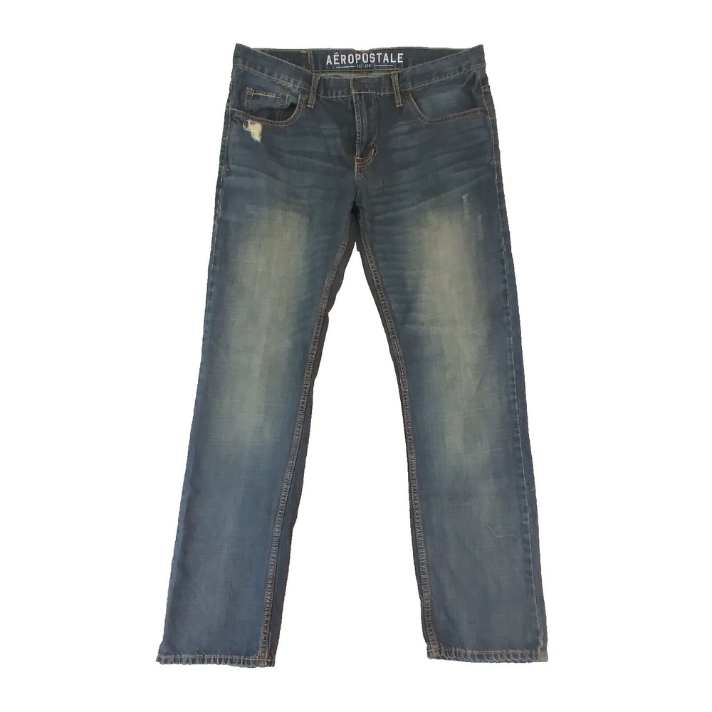 Aeropostale jeans men's 34 x 32 Bowery slim straight blue denim pants